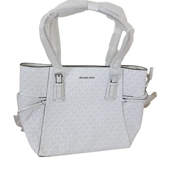 Michael Kors Jet Set East West Top Zip Signature Logo Tote Bag - Picture 4 of 11